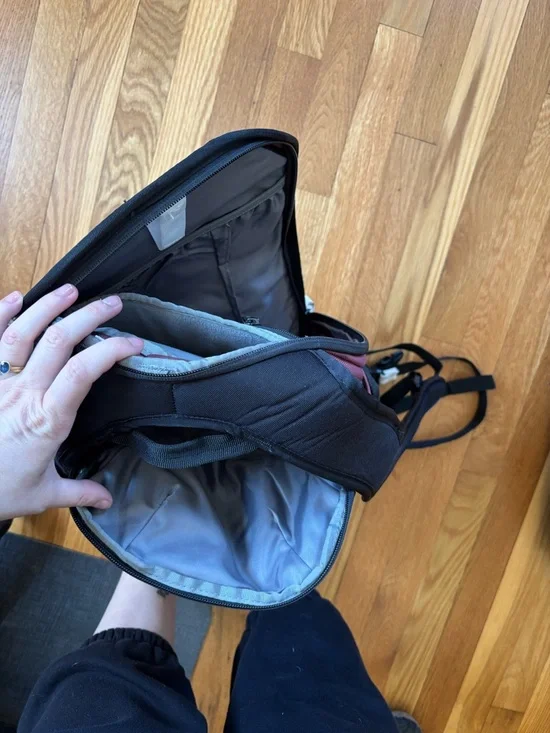 The North Face Black and Burgundy Backpack with Strap Details - Picture 6 of 6